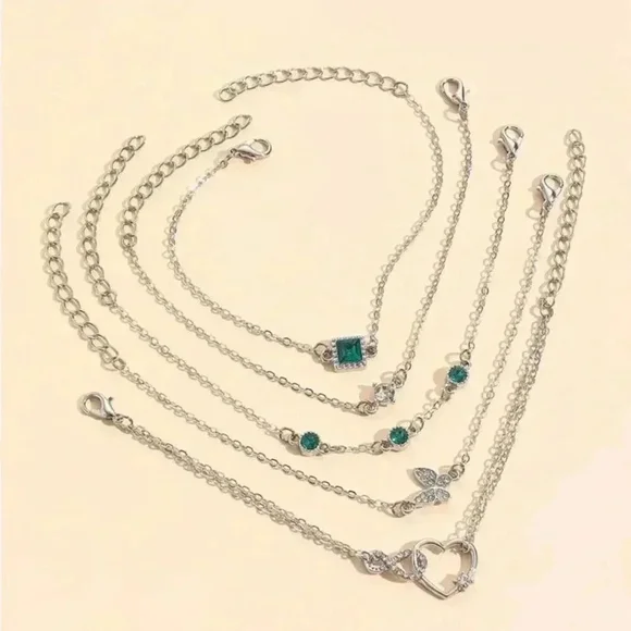 ⚠️Clearance 5pcs Silver And Green Bracelet Set - Picture 3 of 6